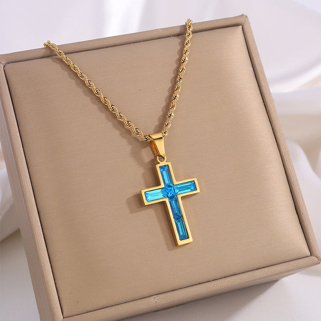 Style Diamond Cross Necklace Unique No Color Fading