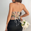 Floral Print Tube Vest Top With Back-tied Design
