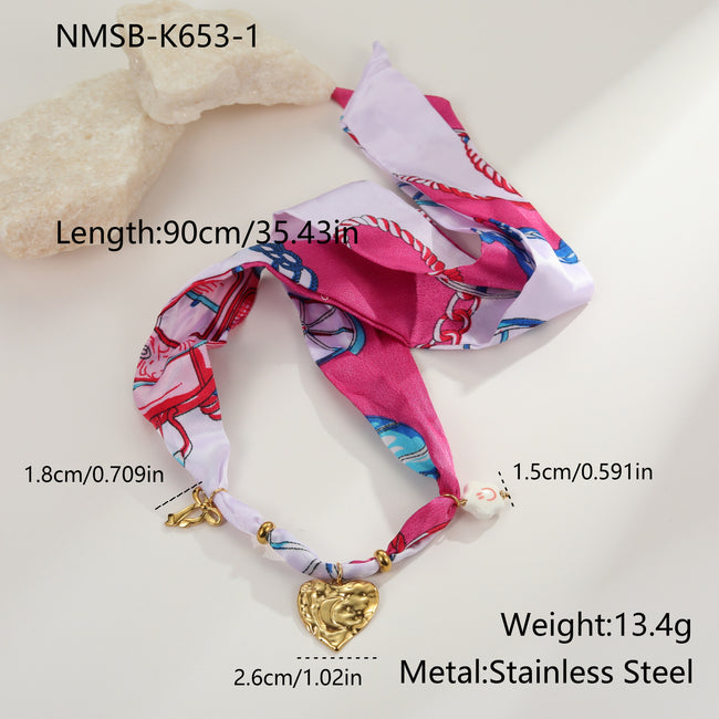 Colorful Silk Scarf Series Love Pendant Necklace