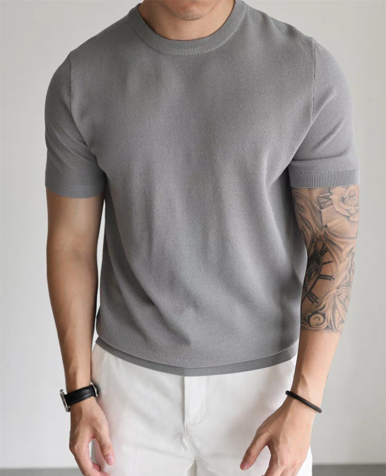 Casual Workwear T-shirt With A Small High Collar