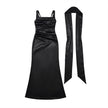 Elegant Strapless Square Neck Bodycon Dress – Pleated Waist Slim Fit Sheath Party & Clubwear for Women