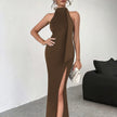 Sexy Backless Lace Up High Slit Sleeveless Dress