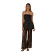 Women Sleeveless Lace Top and Wide Leg Pants Two Piece Outfit Set