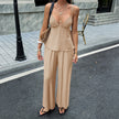 SpringSummer Resort-Style Camisole T-shirt And Pants Womens Outfit Set