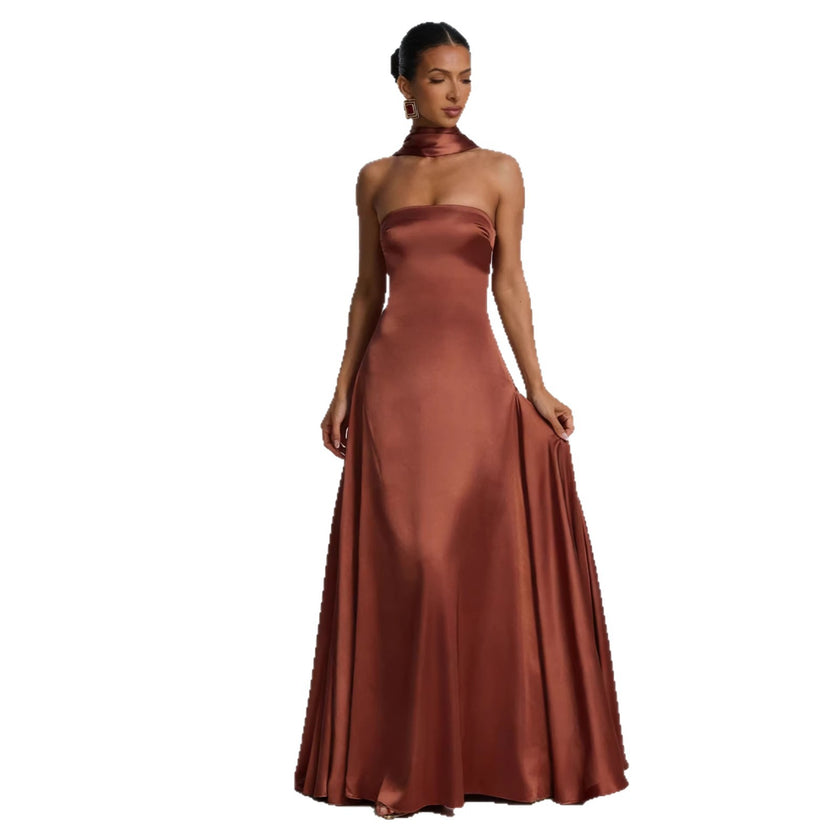 Women’s Backless Strapless Evening Gown – Sexy Slim Fit Maxi Party Dress