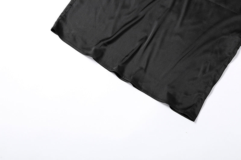 Sexy V-neck Dress With Backless Lace Stitching