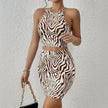 “Zebra Print Sleeveless Top & Skirt Set – European & American Fashion Summer Outfit”