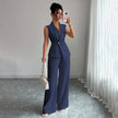 Sleeveless Blazer And Straight-leg Pants Two-piece Set