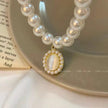 French Retro Cat Eye Stone Pearl Necklace Earring Set