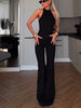 Black Halter Sleeveless Jumpsuit