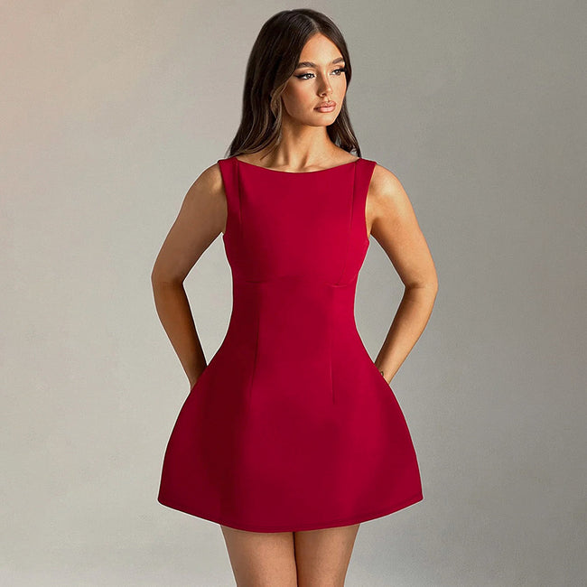 Sexy Slim-fitting Backless Dress  Short Dresses