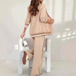 Women’s Lapel Collar Blazer & Wide Leg Pants Set – Elegant Long Sleeve Jacket High Waist Trousers 2 Piece Office Suit