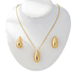 Golden Teardrop-shaped Necklace And Earring Set