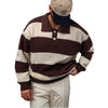 Round-neck Knitted Long-sleeve Thermal Padded Casual Cozy Sweater With Vertical Stripes