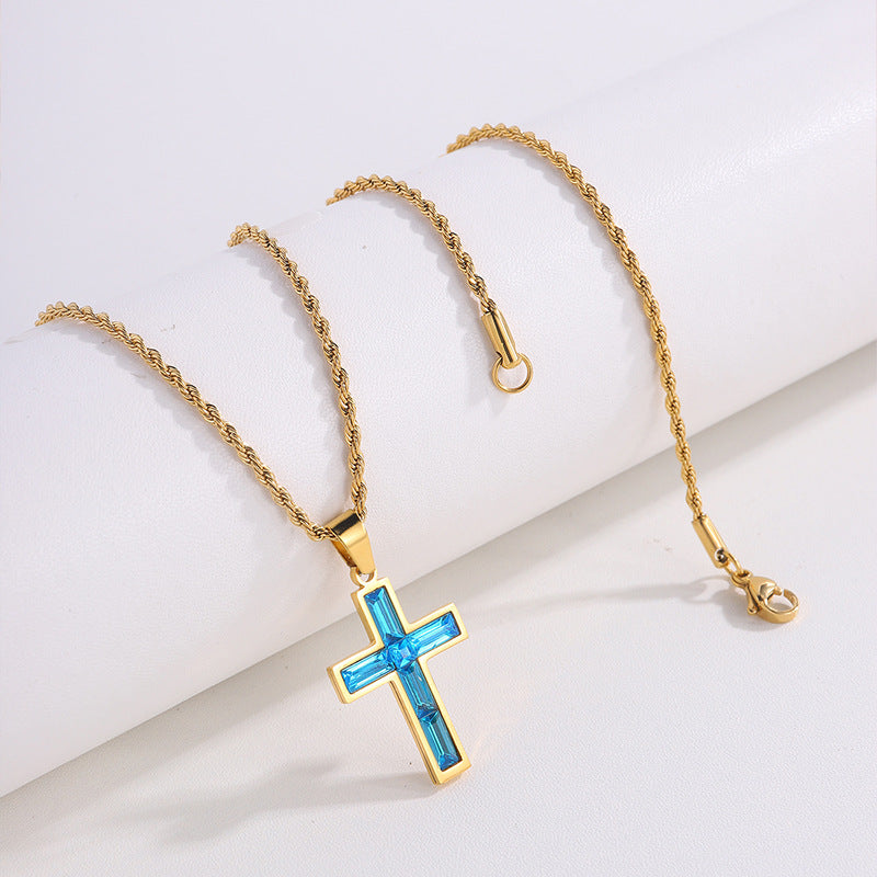 Style Diamond Cross Necklace Unique No Color Fading